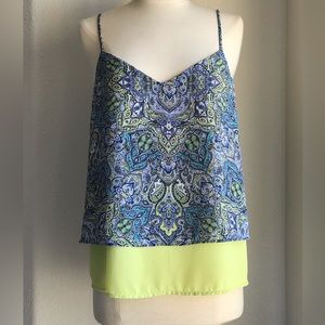 Maurice's Spaghetti Strap Neon Lined Paisley Sleeveless V-Neck Top size Large